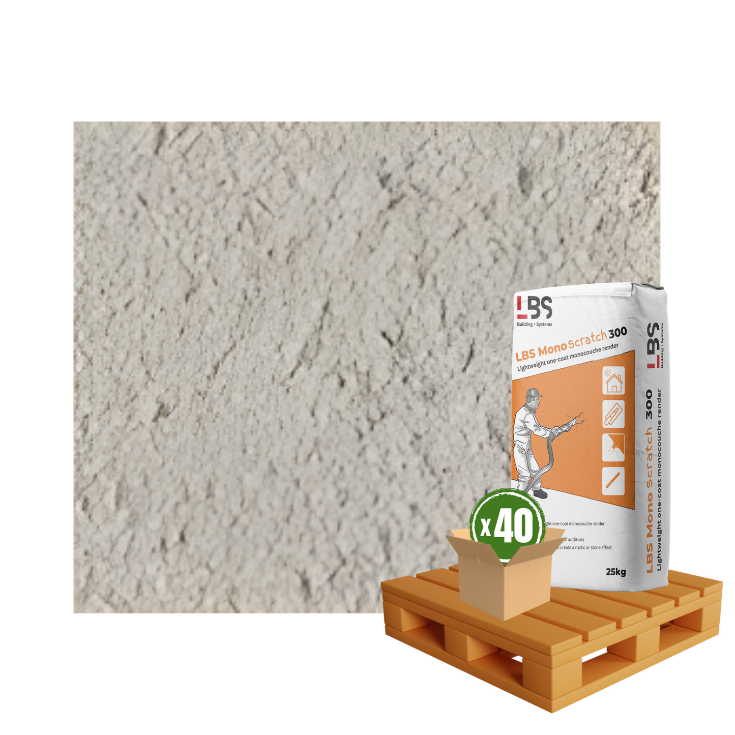 Monocouche Render (LBS Monoscratch 300) - Valence 25kg Pallet x40 Bags