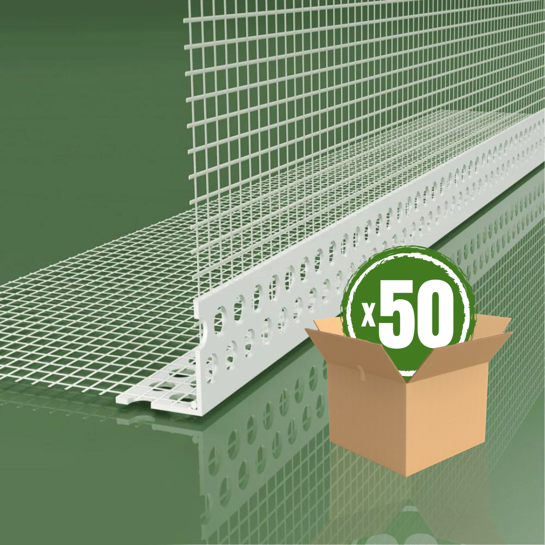 PVC Render Corner Bead with Mesh (2.5m) - BOX OF 50